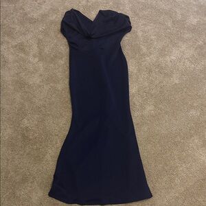 Elegant Navy Blue Off-Shoulder Dress